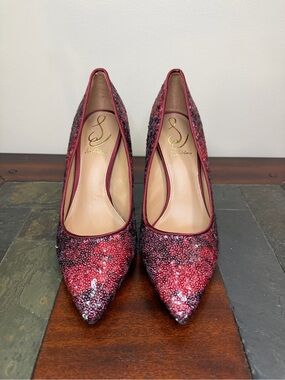 Sam Edelman Red Sequin Pointed-Toe Pumps